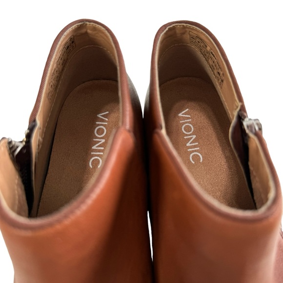 Vionic Jolene Brown Leather Blocked Heel Ankle Booties in Mocha Size 9.5 - Picture 10 of 16